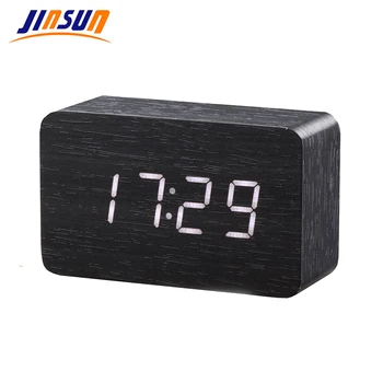 JINSUN Wood Bamboo LED Будильник Reloj Despertador Современные Температурные Настольные Часы LED Электронные Настольные Цифровые Настольные Часы