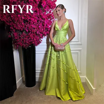 RFYR Платье для выпускного вечера на бретельках с V-образным вырезом в мятных пятнах, платье знаменитостей, женское вечернее платье с открытой спиной, вечернее платье нестандартного размера 프롬 드레스
