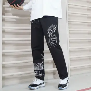 Американские спортивные брюки Мужские джинсы Harajuku Женские модные спортивные брюки Y2K Свободные прямые брюки Баскетбольные брюки Ins Новинка