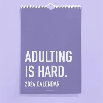 ВЗРОСЛЕТЬ СЛОЖНО Календарь НА 2024 год, 12-месячный график, Бумажный календарь на 2024 год, Милые какашки, Забавный подарок домой