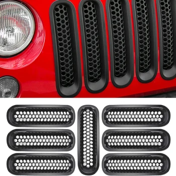 Вставка в решетку радиатора Сетчатая гоночная решетка радиатора с пряжкой для Jeep Wrangler JK 2007-2017 Автомобильные аксессуары ABS Углеродное волокно