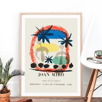 Выставка Джоан Миро, Винтажный Абстрактный Плакат, Знаменитая Картина на холсте, современные принты середины века, Домашний Декор стен