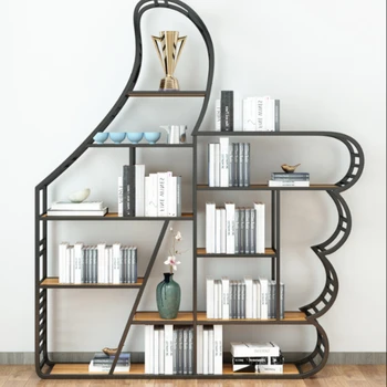 Железный книжный шкаф из массива дерева в индустриальном стиле для кабинета, креативный напольный детский книжный шкаф