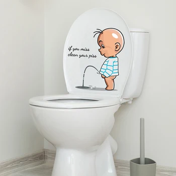 Забавные наклейки с предупреждением о туалете, украшение крышки унитаза при Мочеиспускании ребенка, Съемные наклейки для унитаза на стену