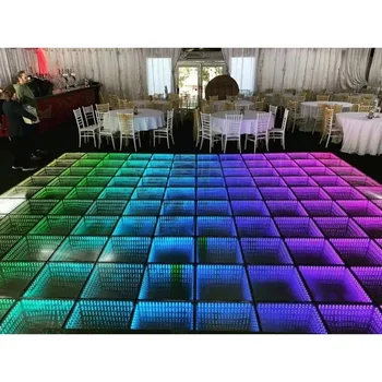 Изготовленное на заказ Магнитное Беспроводное Закаленное стекло RGB с подсветкой Портативного 3D-зеркала привело танцпол для дискотеки Club Wedding Party