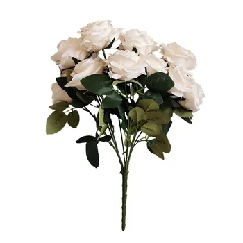 Искусственный букет из роз, имитация розы, цветочный декор для дома, офиса, Свадебный букет из искусственных цветов, темно-фиолетовый