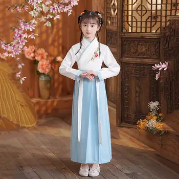 Китайский Стиль Для Девочек Hanfu Kids Tang Костюм Красное Платье Косплей Костюм