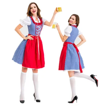 Костюм для взрослых женщин на Октоберфесте, Баварская пивная девушка, платье Дирндл, Немецкая пивная горничная, маскарадный костюм для вечеринки, женский наряд