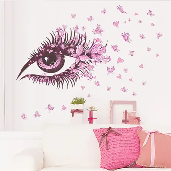 Красивые цветы для ресниц, Наклейка на стену с бабочкой Для детской комнаты, украшение спальни, Наклейка для девочек, Креативный плакат из ПВХ на стену