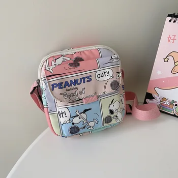 Маленькая холщовая сумка Kawaii Miniso Snoopy Новой милой формы, сумка через плечо, корейская версия, маленькая квадратная сумка на плечо для подарка подруге