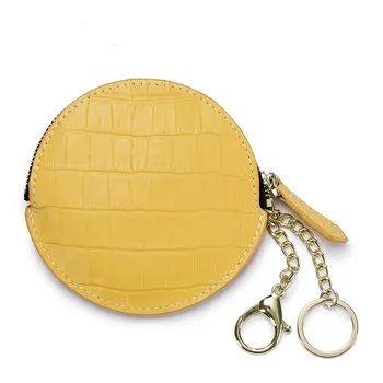 Мини-женский кошелек с крокодиловым узором, круглая сумка для наушников, Женские кошельки для долларов, держатель для карт, кошелек-брелок для ключей