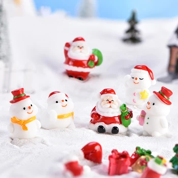 Мини-фигурка Рождественского Санта-Снеговика из смолы, микро-модель ландшафта, Миниатюрная Садовая фигурка 