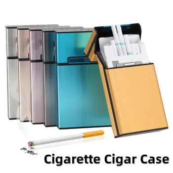 Модный портсигар для сигарет, карманный контейнер, Алюминиевый портсигар для курения, Подарочная коробка, Индивидуальный держатель для хранения сигар и табака.
