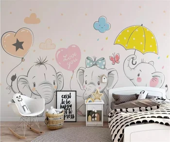 Обои на заказ, милый мультяшный розовый слон, звезда и луна, детский фон, украшение стен, 3D роспись обоев