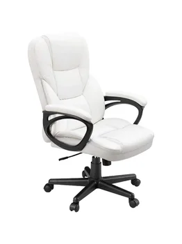 Офисное кресло для руководителей из Искусственной кожи Lacoo с Высокой спинкой и поясничной поддержкой, белый