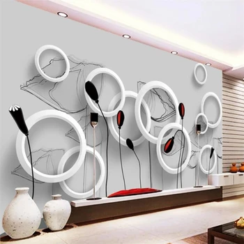 пользовательские обои beibehang 3d mural simple lotus rhyme TV background настенное украшение живопись гостиная спальня 3D обои
