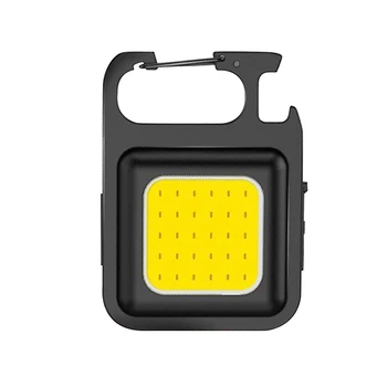 Прочный Портативный светильник-фонарик USB Work Light 6*4,2 см из алюминиевого сплава, Черные брелки, светодиодный фонарик, Пластик