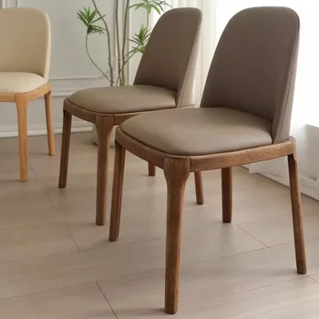 Современные роскошные обеденные стулья Деревянная кухня Скандинавские обеденные стулья из искусственной кожи Европейские домашние шезлонги Мебель Salle Manger