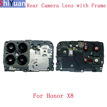 Стекло Объектива задней камеры заднего вида с держателем рамки для Huawei honor X8 Замена запасных частей для ремонта