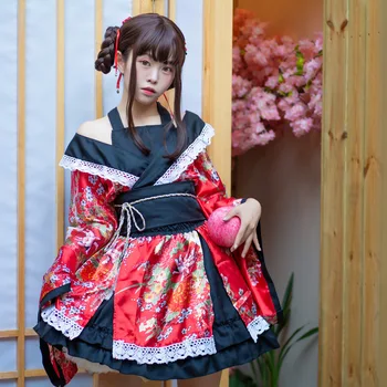 Традиционный японский костюм Платье-кимоно для женщин Сакура Юката Пачка Японские девушки Каваи Аниме Косплей Хаори Сценическая вечеринка